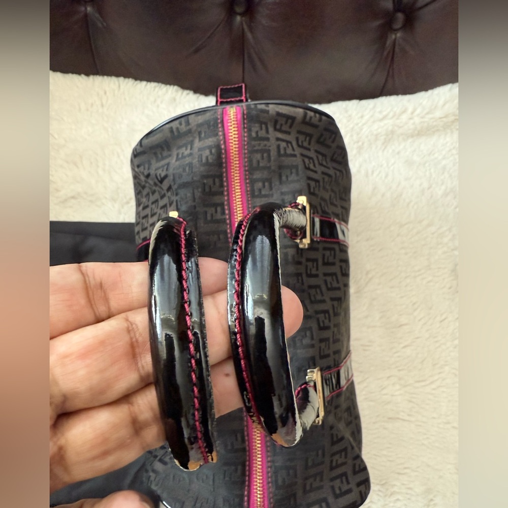 Fendi Monogram Vintage Bauletto Bag Hot Pink GUC Red Lock Key Clochette - Picture 10 of 13